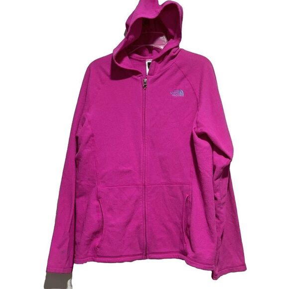 The NORTH FACE Girls Size XL 16 Pink Polartec Hoodie Fleece Jacket Pink Gorpcore - Picture 1 of 6